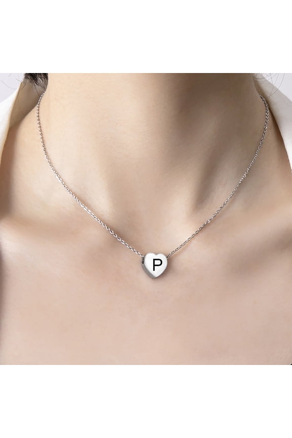 Ladies' jewelry Heart Necklace 18K Gold Plated Stainless Steel Tiny Heart Letter Necklace Personalized Monogram Name Necklace for Women