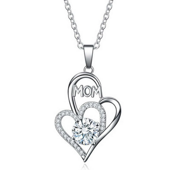 Wioihee Love Heart Pendant Necklaces for Women, Mother's Day Gifts for Mom Grandma Wife from Daughter Son, I Love You Mom