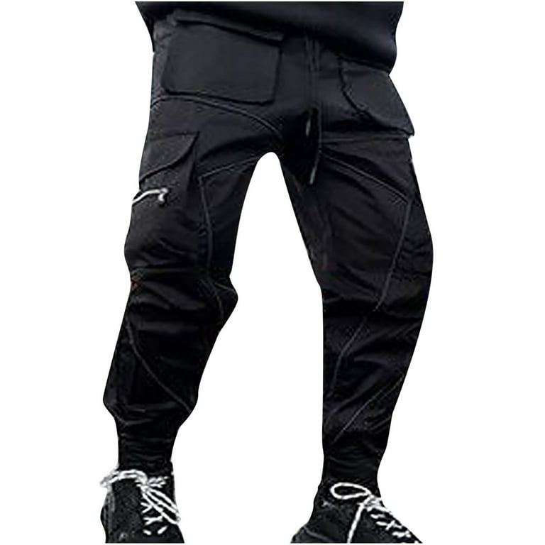 Wioihee Men's Cargo Jogger Pants Reflective Technical Hip Wioihee Men's Cargo Jogger Pants Reflective Technical Hip