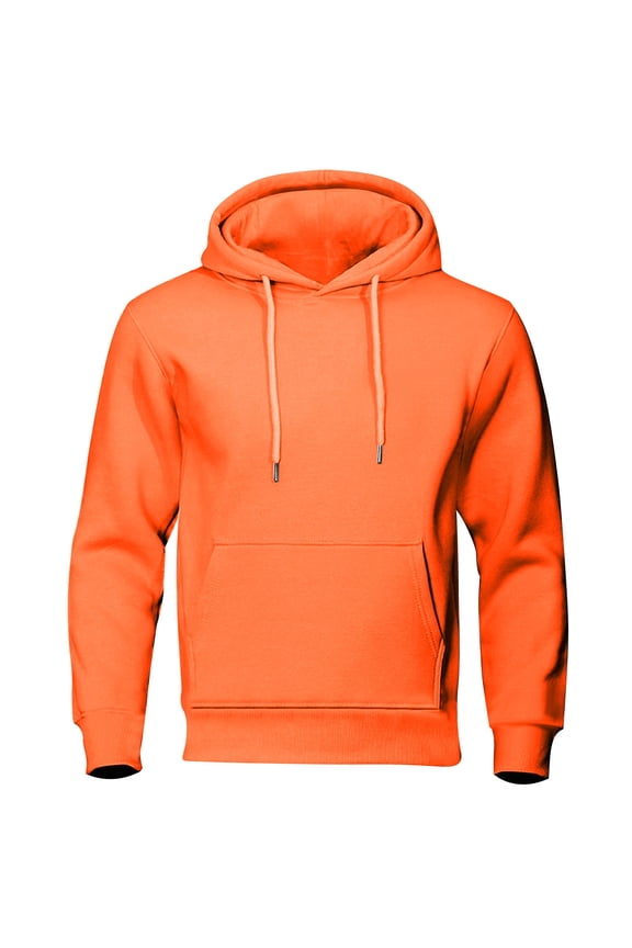 Men's Fleece Hoodies Winter Zip Up Solid Color Sweatshirts Sherpa Lined Jackets Heavyweight Hoodies with Pockets Warm Coat Hooded Orange 4(S)