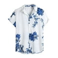 thumbnail image 1 of Wioihee Men's Floral Print Button Down Short Sleeve Turn Down Collar Hawaiian Vacation Shirt Blue 4(M), 1 of 8