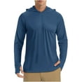 thumbnail image 1 of Wioihee Men's Sun Protection Hoodie Shirt UPF 50+ Long Sleeve UV SPF T-Shirts Rash Guard Fishing Swimming Lightweight on Navy 10(XL), 1 of 2