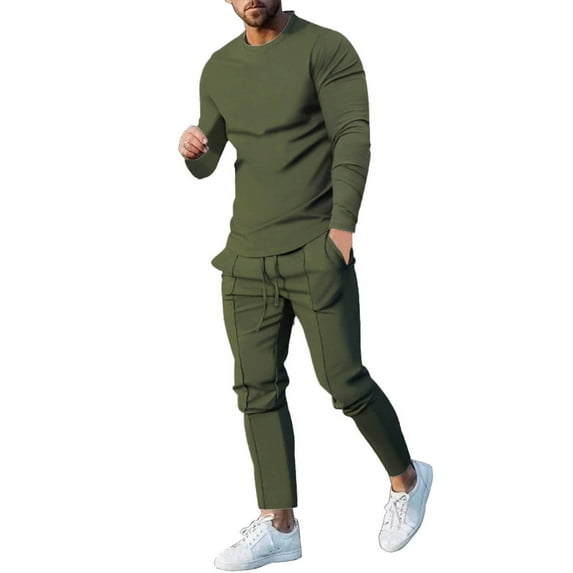 Wioihee Men's Tracksuit 2 Piece Athletic Sweatsuits Slim Fit Casual Running Jogging Sport Suit Sets Army Green 12(XXL)