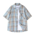 thumbnail image 1 of Wioihee Mens Shirts Short Sleeve Shirts for Men Casual Button Down Vintage Plaid Soft Mens Button Up Shirts Short Sleeve with Pocket Beige 8(XL), 1 of 2