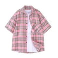 thumbnail image 1 of Wioihee Mens Shirts Short Sleeve Shirts for Men Casual Button Down Vintage Plaid Soft Mens Button Up Shirts Short Sleeve with Pocket Pink 12(XXXL), 1 of 2