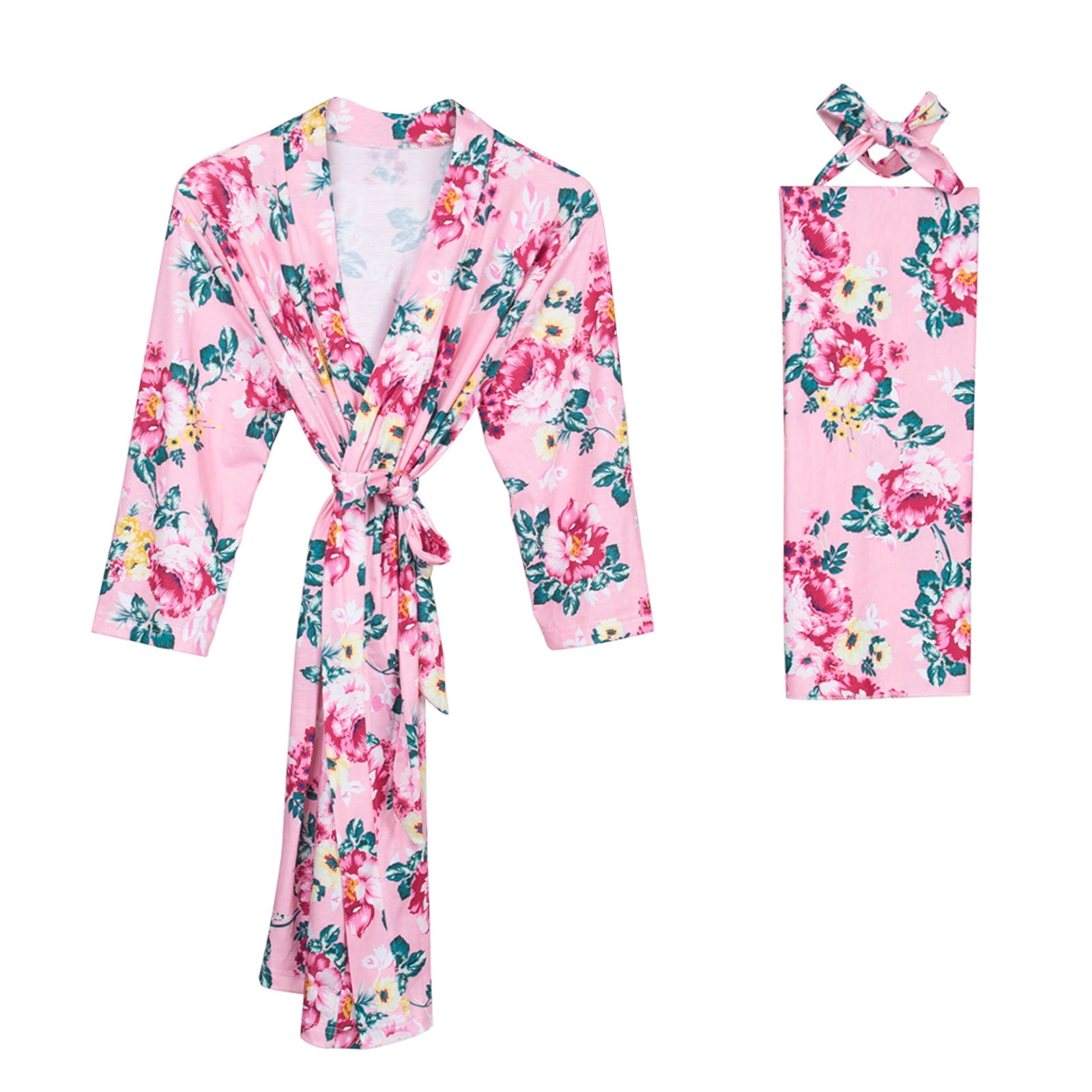 wioihee Mommy and Me Robe and Swaddle Set, Maternity Robe and Baby Set