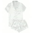 thumbnail image 1 of Wioihee Pajama Sets for Women Satin Casual Home Button Comfy Pajama Set White 6(M), 1 of 4