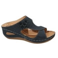 thumbnail image 1 of Wioihee Sandals Women Dressy Summer 2024 Peep Toe Platform Sandals Shoes Wedges Ankle Buckle Flip Flops Orthopedic Sandals Navy 7(39), 1 of 9
