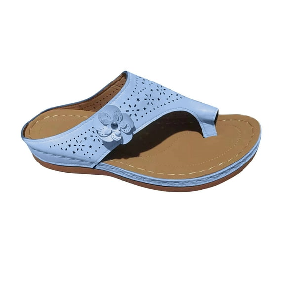 Wioihee Sandals for Women Wedge Shoes: Comfortable Orthopedic Sandals Womens Dressy Summer Flip Flops Casual Walking Wedges Blue 5.5(36)
