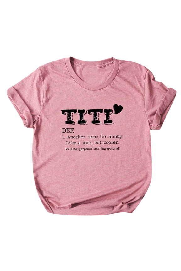 T-Shirt for Women Titi Funny Letter Print Short Sleeve Crew Neck Graphic Tops T Shirt Casual Aunt Auntie Tees Shirts Blouse Watermelon Red S(S)