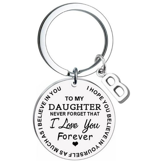 Wioihee To My Daughter Gift Daughter Keychain Initial Keychain Daughter Gifts for Birthday Gradudation Gift