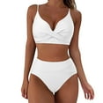 thumbnail image 1 of Wioihee Women High Waisted Bikini Sets Two Piece Swimsuit Push Up Twist Front Ruched Bathing Suit Clearance White 8(L), 1 of 6