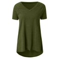 thumbnail image 1 of Wioihee Women'S Plus Size Print V Neck Blouse Short Sleeved Long T-Shirt (Green L), 1 of 4