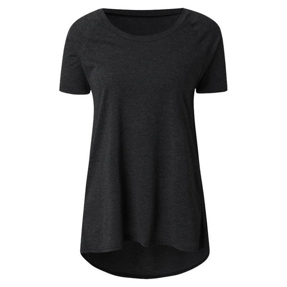UTTOASFAY Women'S Plus Size Round Neck Blouse Short Sleeved Long T-Shirt (Black XXXXL)