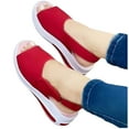 thumbnail image 1 of Wioihee Women's Ballet Flats PU Leather Dress Shoes Comfortable Open Toe Slip on Flats Red 11(42), 1 of 4