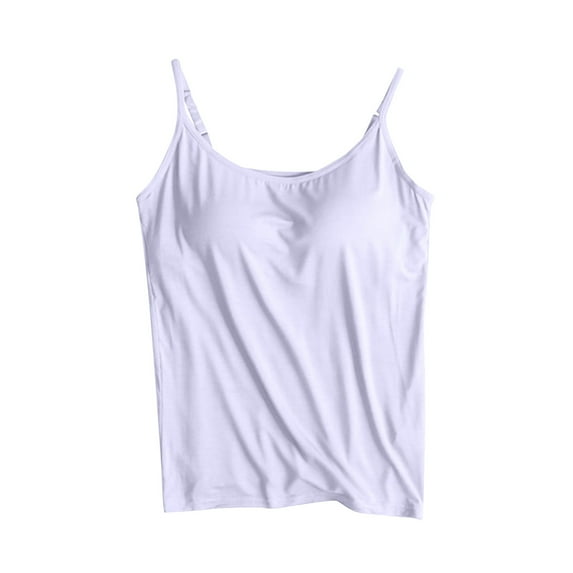 Wioihee Womens Racerback Ribbed Tank Top Camisole with Built in Bra Running Yoga Sport Bra Athletic Slim Sleeveless Summer Top Cleanrance White 10(XL)