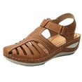 thumbnail image 1 of Wioihee Womens Summer Sandals Casual Bohemia Gladiator Closed Toe Wedge Shoes Comfort Ankle Strap Slip On Platform Sandals Brown 11(42), 1 of 4