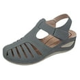 thumbnail image 1 of Wioihee Womens Summer Sandals Casual Bohemia Gladiator Closed Toe Wedge Shoes Comfort Ankle Strap Slip On Platform Sandals Gray 4(35), 1 of 4