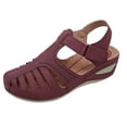 thumbnail image 1 of Wioihee Womens Summer Sandals Casual Bohemia Gladiator Closed Toe Wedge Shoes Comfort Ankle Strap Slip On Platform Sandals Wine 5(36), 1 of 4