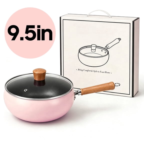 Wiolica Inorganic Ceramic Coating with Titanium Additive Woks with Ceramic Coating, Glass Lid and Detachable Wood Handle, Stain Resistant