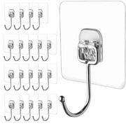 Wiomeask 20-Pack Adhesive Hooks, 2.75" x 2.75", Heavy Duty, Waterproof, Rustproof