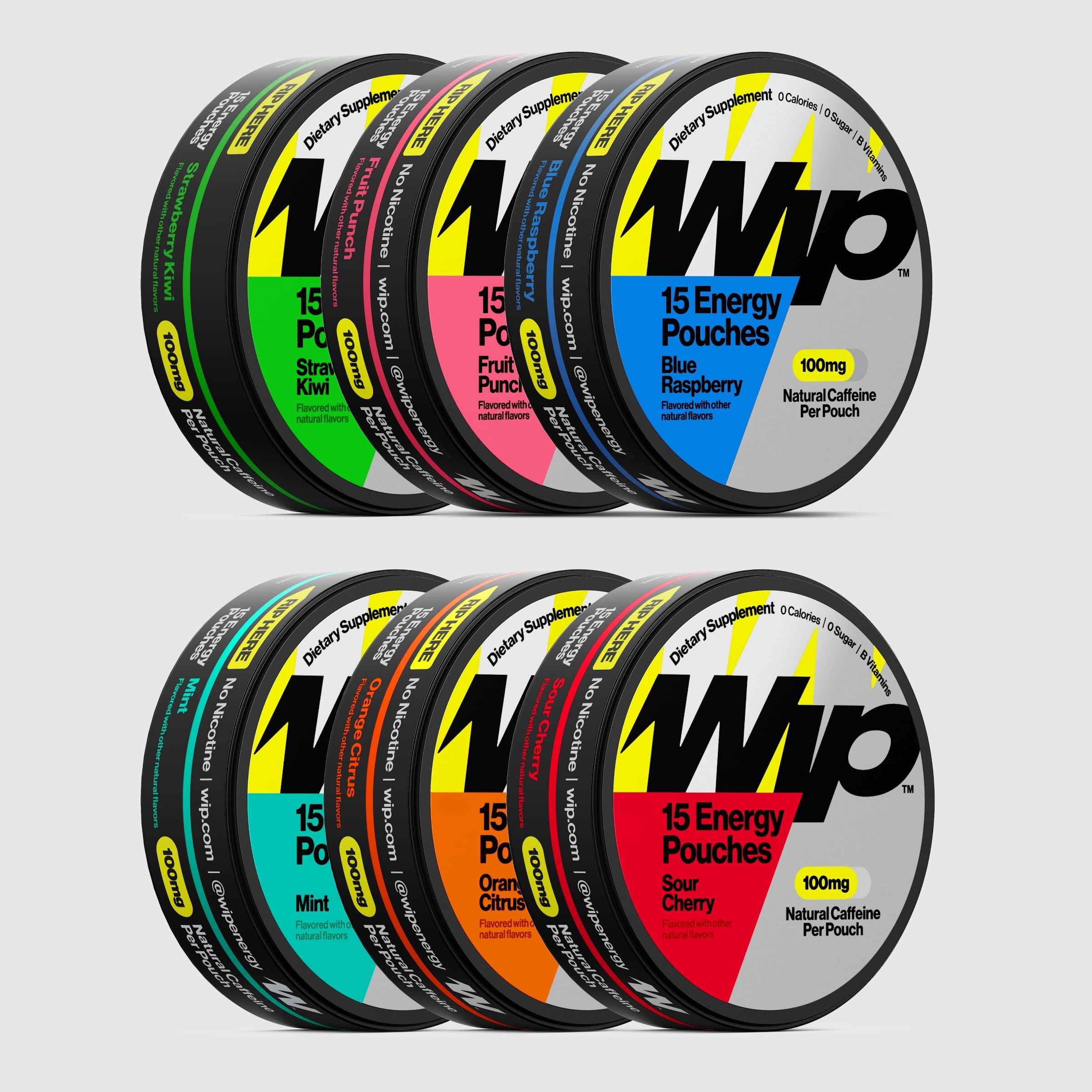 Wip Blue Raspberry Wip Energy Pouches | 100mg Natural Caffeine | Vitamins and Minerals | 6 ...
