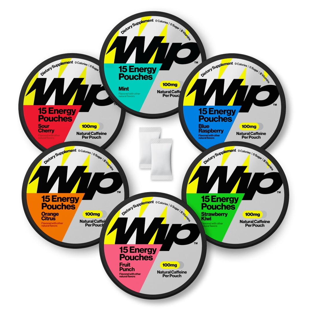 Wip Blue Raspberry Wip Energy Pouches | 100mg Natural Caffeine | Vitamins and Minerals | 6 ...