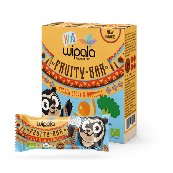 Wipala Kids Golden Berry Broccoli Fruity Bars, Organic, Vegan, Gluten Free, 12 Ct