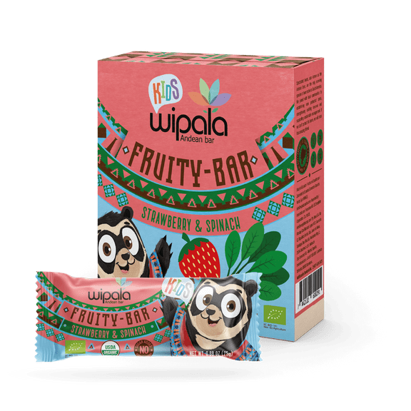 Wipala Kids Strawberry Spinach Fruity Bars, Organic, Vegan, Gluten Free, 12 Ct