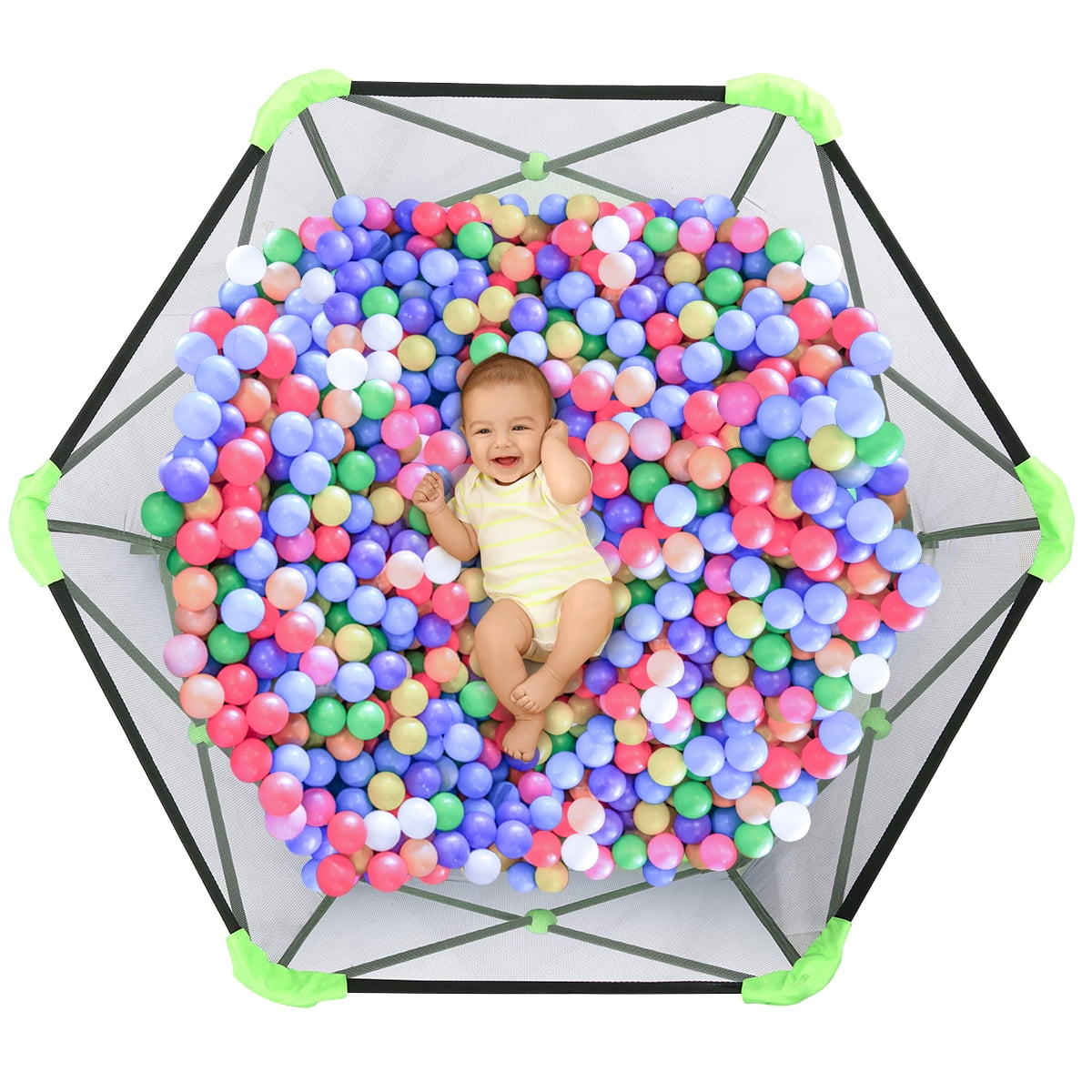 Wipalo Baby Playpen, Portable Playard Play Indoor and Outdoor for 0-4 Ages, Playard Play Pen for Infants and Babies, Easy Assembly, 6-Panel Play Yard for Boys and Girls