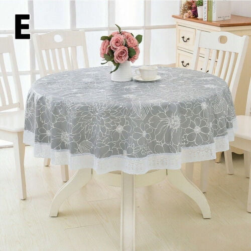 Wipe Clean Lace PVC Vinyl Tablecloth Oilcloth ROUND Table Cover Wedding