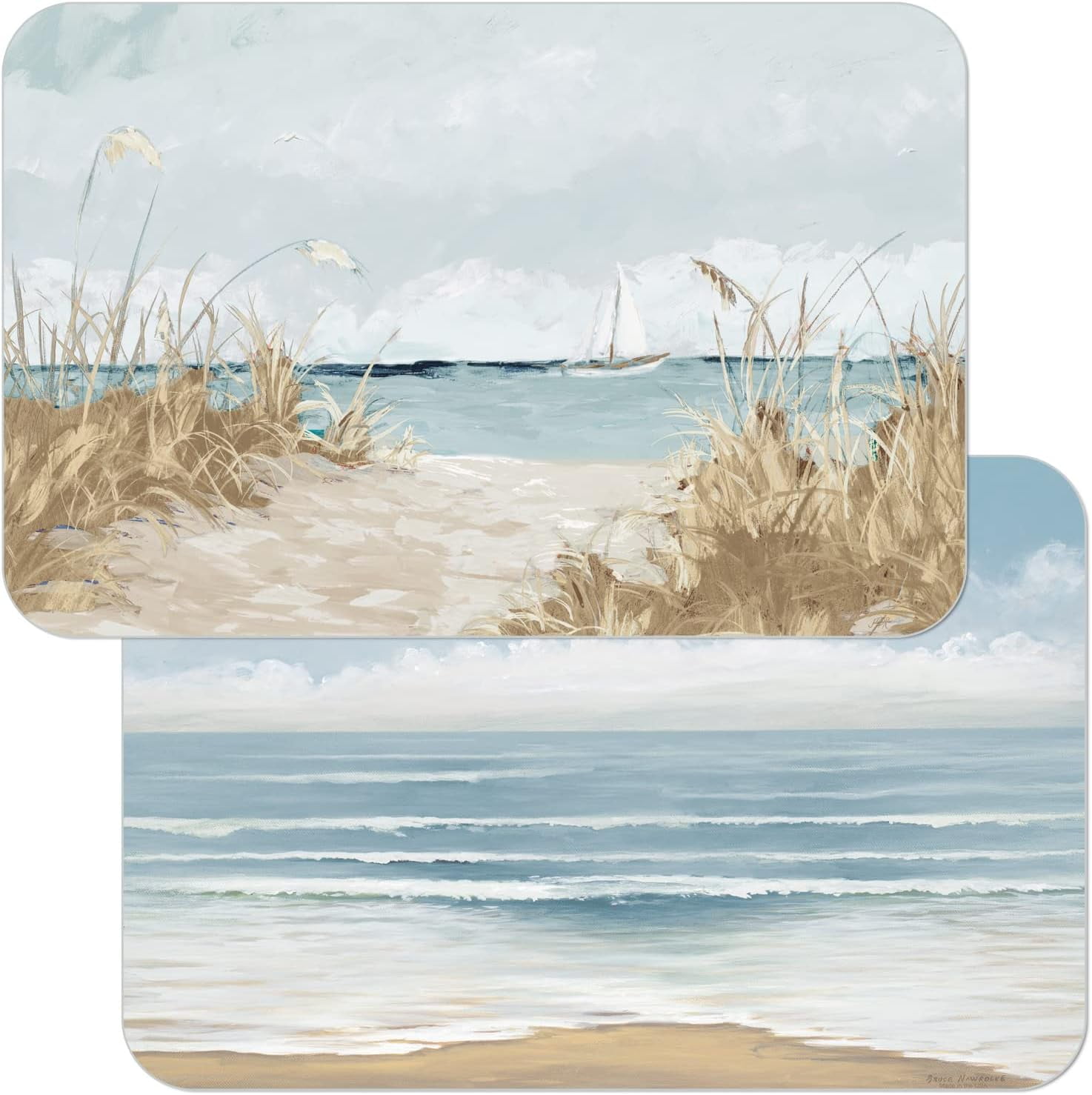 WipeClean Reversible Decofoam Placemats, Coastal Scenery, Set of 2