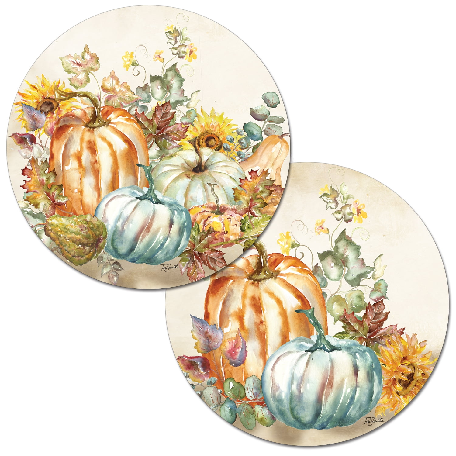 WipeClean Round Reversible Shaped Placemats, Harvest Pumpkins