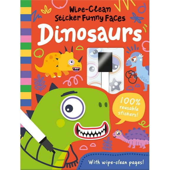 Wipe-Clean Sticker Funny Faces Dinosaurs (Hardcover)