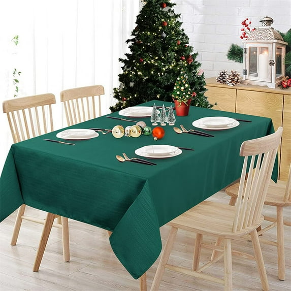 Wipe Clean Tablecloth, Rectangle Striped Jacquard Waterproof Table Cloth Dining Table Cover