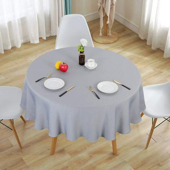 Wipe Clean Tablecloth, Round Striped Jacquard Waterproof Table Cloth Dining Table Cover