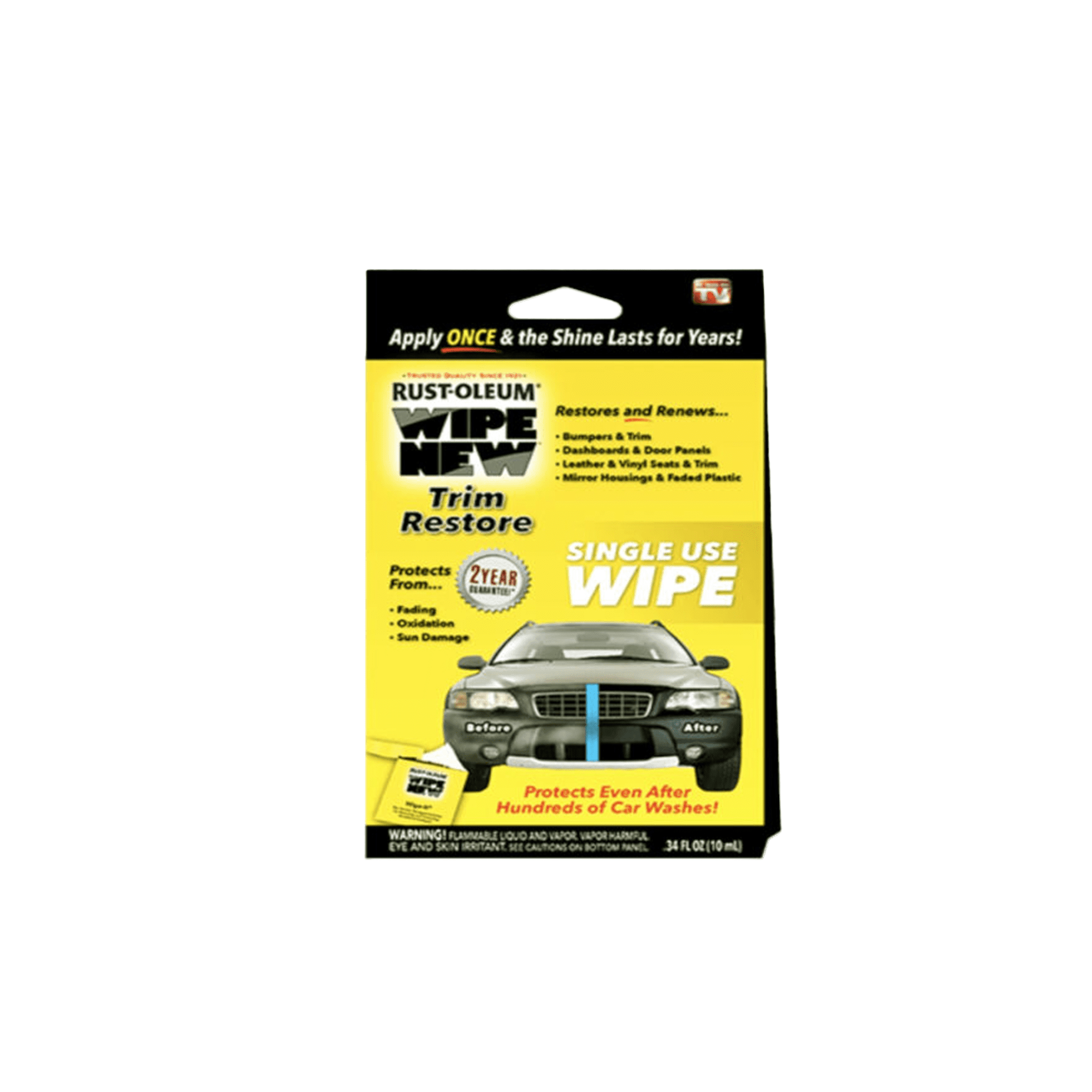 Wipe New - Automotive Trim Restorer Wipe-On Cloth Applicator Interior Exterior 0.34 fl. oz. Black