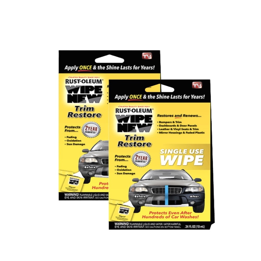 Wipe New -Dashboard Bumper Car Interior Exterior Auto Trim Restore Vinyl Plastic Shine- Black 2-Pack