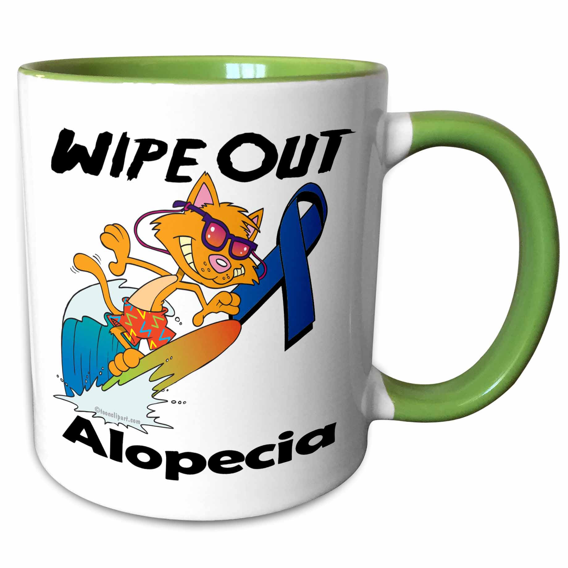 3drose, Wipe Out Alopecia Awareness Ribbon Cause Design, 15oz Two-tone ...