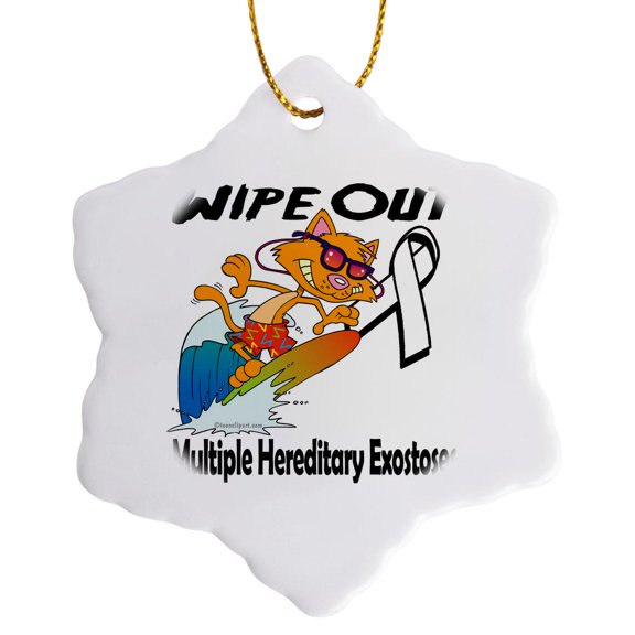 3drose, Wipe Out Multiple Hereditary Exostoses Awareness Ribbon Cause Design, 3 inch Snowflake Porcelain Ornament