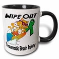 thumbnail image 1 of 3drose, Wipe Out Traumatic Brain Injury Awareness Ribbon Cause Design, 15oz Two-tone Black Mug, 1 of 6