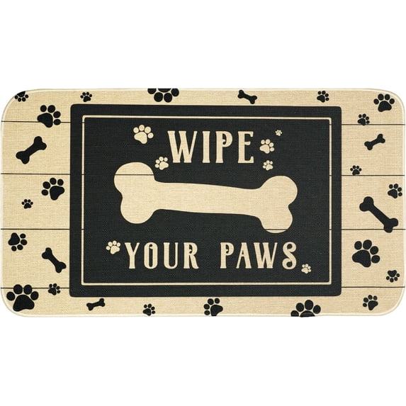 Wipe Your Paws Doormat, Dog Welcome Mat, Dog Decor, Funny Dog Doormat, Dog Lover Doormat, Door Mats for Home Entrance, Doormat Kitchen, Paw Print Rug, Animal Print Floor Mats - Dog Paw Mat 17x30 Inch