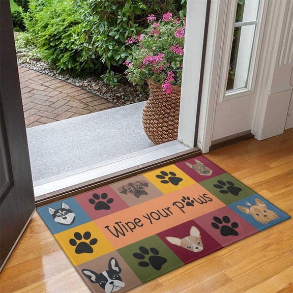 Wipe Your Paws Doormat Non-Slip Absorbent Resist Dirt Dog Front Door Mat Machine Washable Welcome Mats Outdoor Inside Floor Rugs for Entryway 30" X 17"\u2026