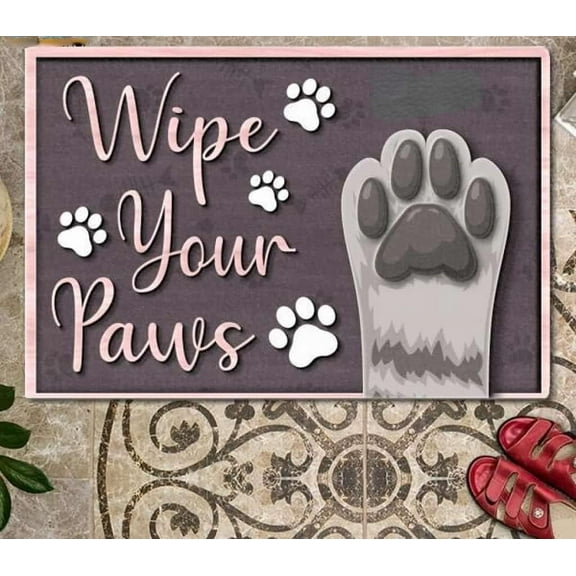 Wipe Your Paws Paws and Names Doormat Welcome Mat House Warming Gift Doormat Door Rug Easy to Clean Entry Rugs for Entryway Patio, High Traffic Areas Decoration Floor Front Door Mat, 24 x 16 Inch