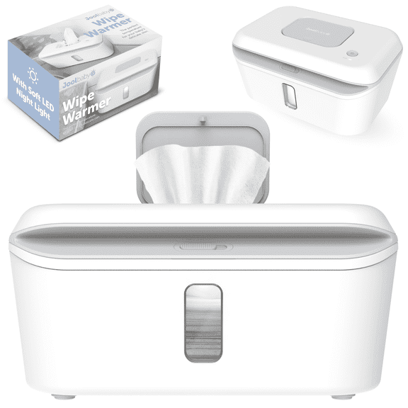 Jool Baby Wipe Warmer, Baby Wipes Dispenser with Soft LED Night Light and Clear View Window, Gray
