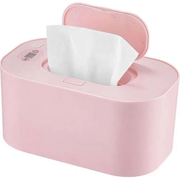 Wipe Warmer,Portable Large Capacity Wipes Warmer Dispenser with LED Display,Fast and Even Heating,Adjustable Wet Wipes Holder for Home Car Travel Use(Pink)