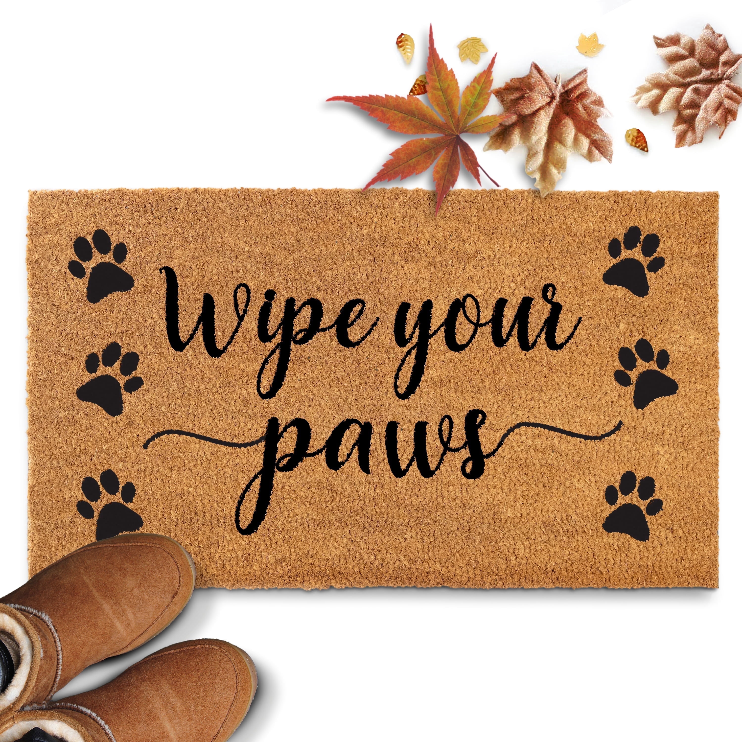 MAINEVENT Wipe Your Paws Doormat 30x17 Inch, Funny Dog Outdoor Welcome Mat for Outside