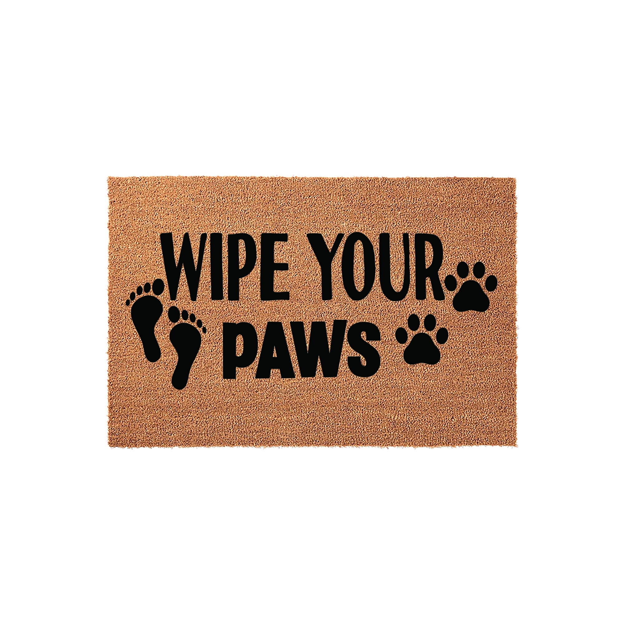 Wipe Your Paws Doormat, Dog Paw Print Welcome Mat, Indoor Outdoor Entryway Door Mat (24x36 inches) WoodByStu 5861