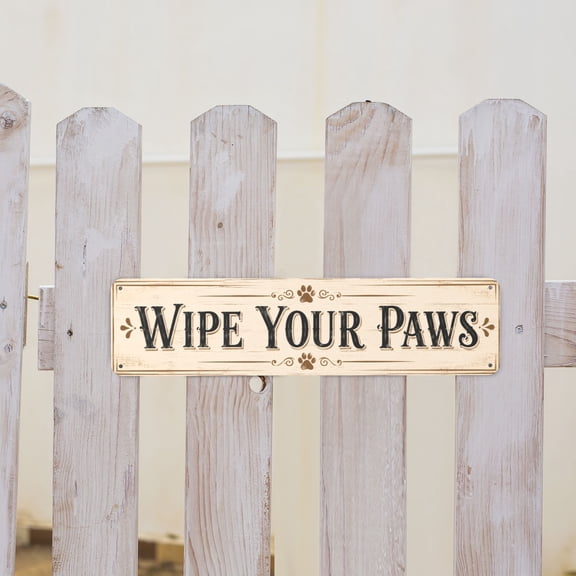 Wipe Your Paws Metal Tin Sign For Rustic Entryway Or Mudroom Decor 4x16 Inch