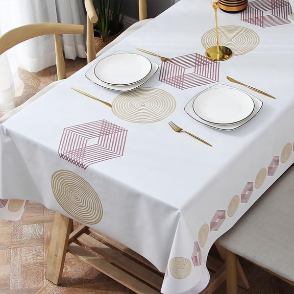 Wipeable Waterproof Tablecloth Vinyl Tablecloths for Rectangle Tables Heavy Duty PVC Tablecloth for Kitchen Dining Table(Rattan, 78'''' x 60'''')